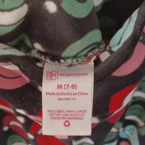 No Boundaries Red and Pink Leggings Fun Cartoon Print - Picture 2 of 5